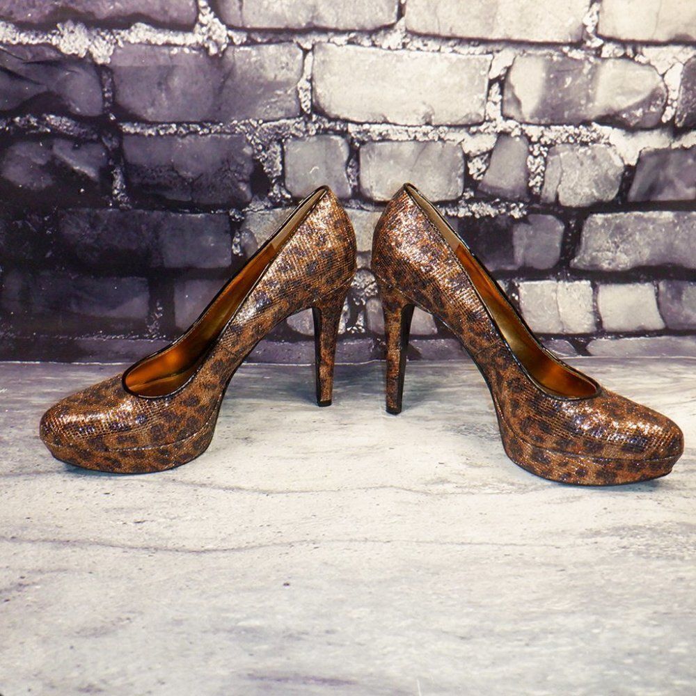 Nine West sparkle animal print stilleto heels